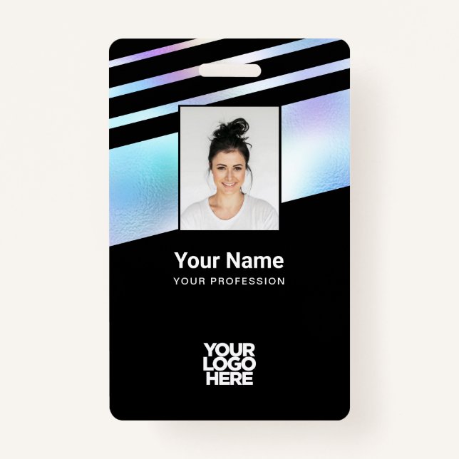 Holographic Employee Photo, Bar Code, Logo, Name ID Badge (Front)
