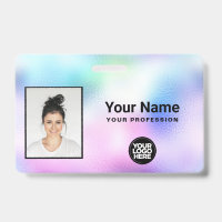 Holographic Employee Photo, Bar Code, Logo, Name
