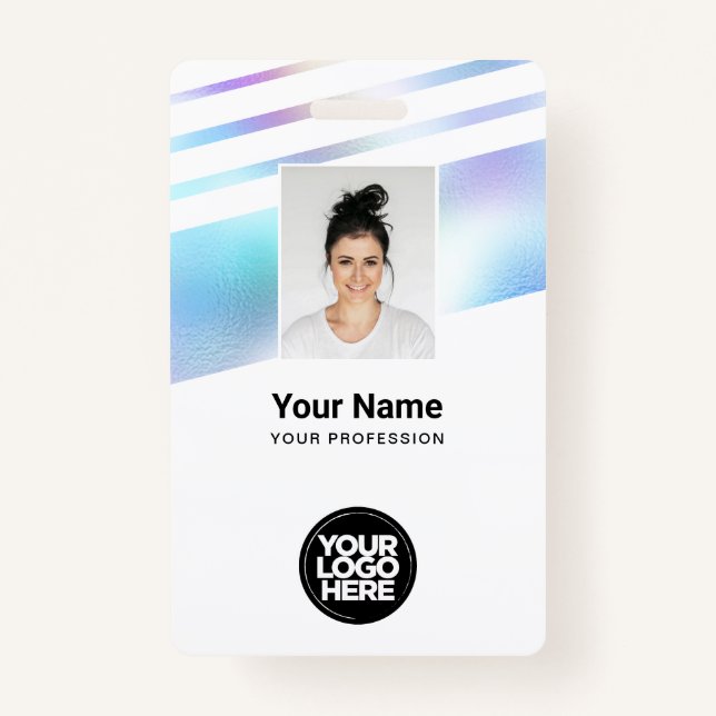 Holographic Employee Photo, Bar Code, Logo, Name ID Badge (Front)