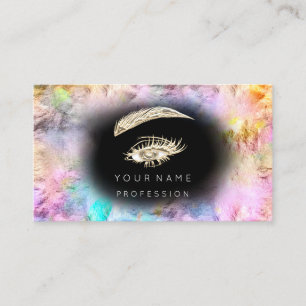 Holographic Eyelash Brow Makeup Logo QR Code Black Business Card