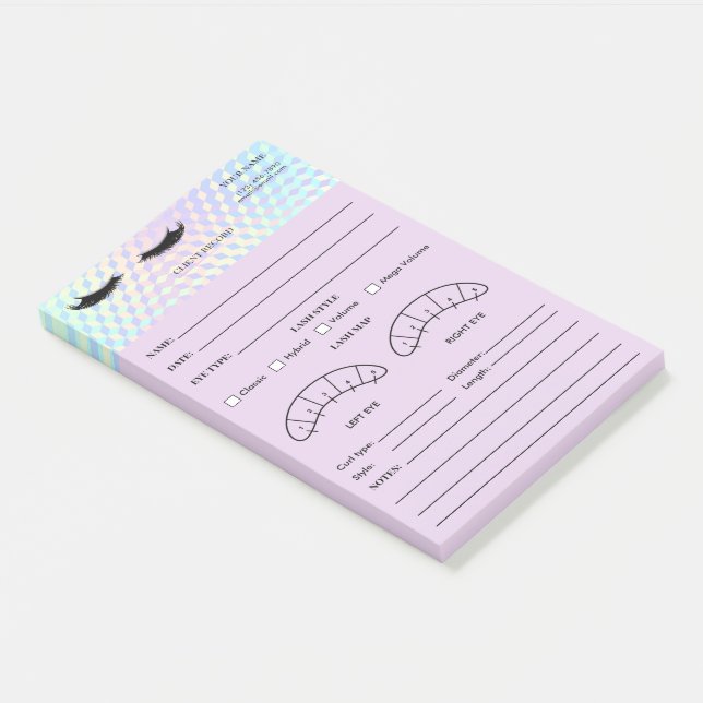 Holographic  Eyelash Client Record Form Post-it Notes (Angled)