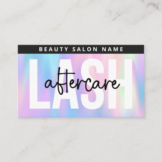 Holographic Eyelash Extensions Lash Aftercare Card (Front)