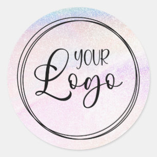 Holographic Fake Glitter Rainbow Logo Classic Round Sticker