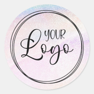 Holographic Fake Glitter Rainbow Logo Classic Round Sticker