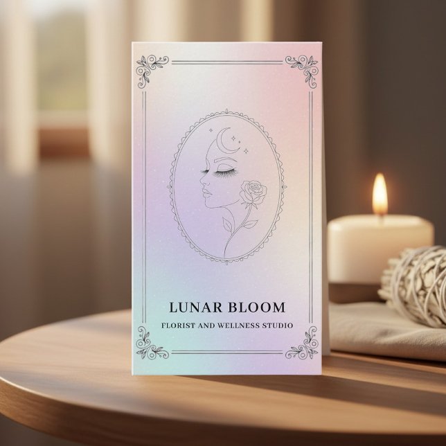 Holographic Florist & Wellness Studio Business Card (Creator Uploaded)