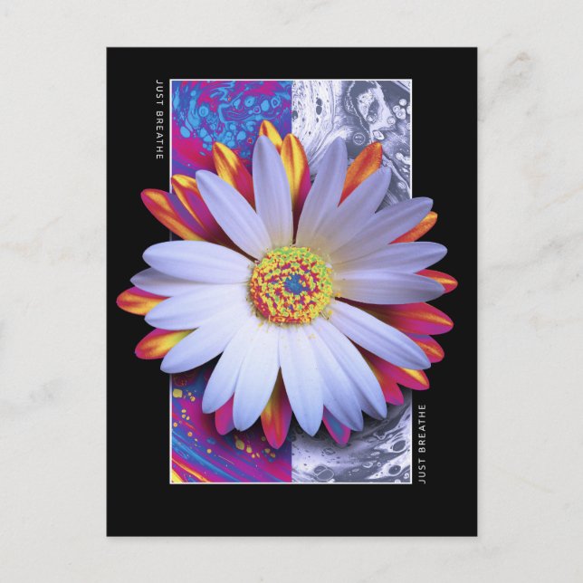 Holographic Flower Just Breathe Postcard (Front)