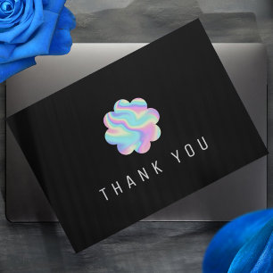 Holographic Flower Simple Elegant Thank You Enclosure Card