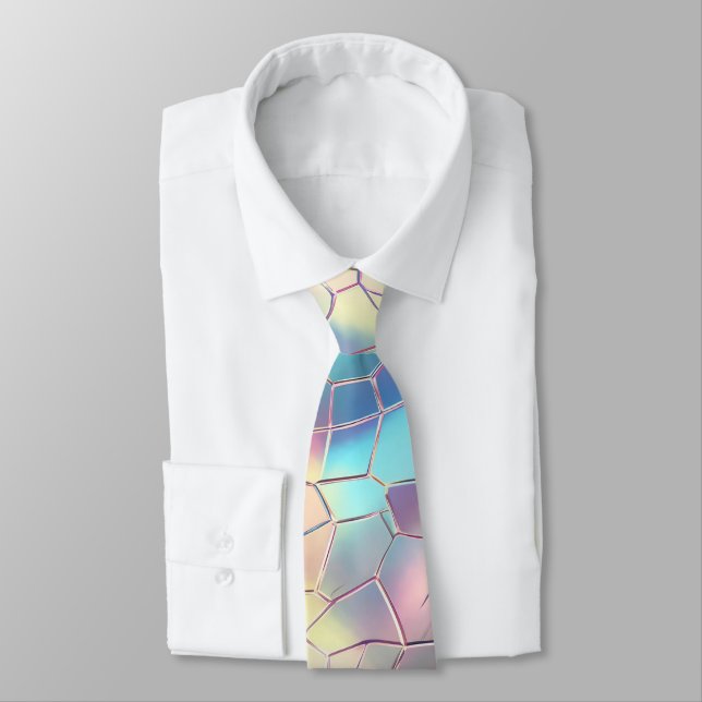 Holographic Foil Background Pattern Monogram Tie (Tied)