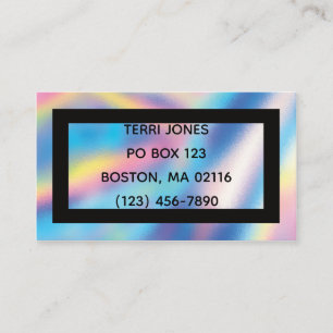 Holographic Foil Black Cute Young Professional Business Card
