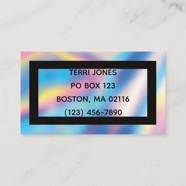 Holographic Foil Black Cute Young Professional Business Card (Front)