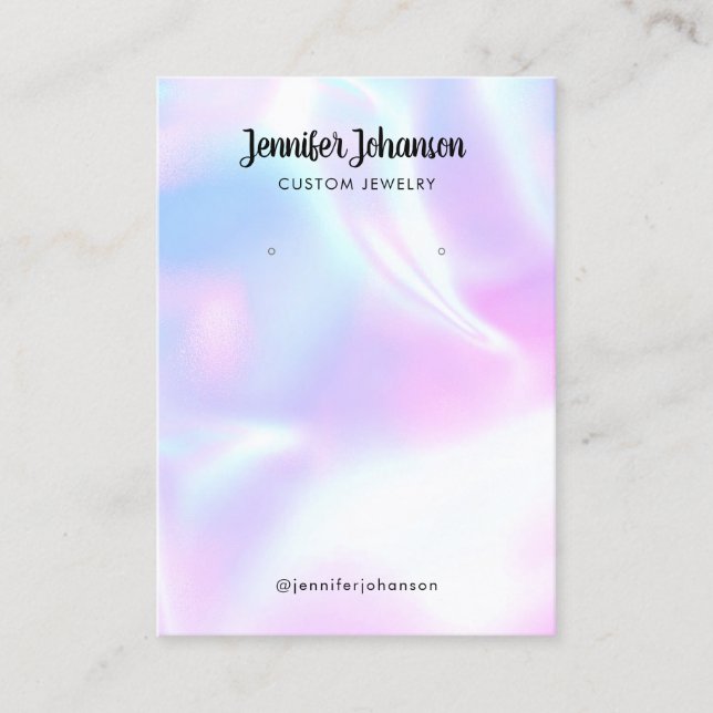 Holographic girly jewellery holder earrings modern business card (Front)