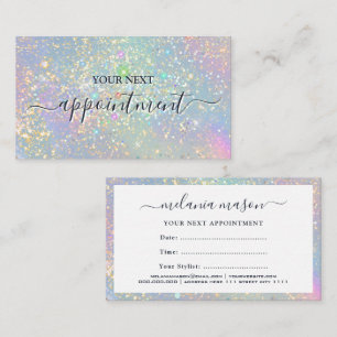 Holographic Glam Glitter Elegant Sparkles Beauty Appointment Card