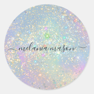 Holographic Glam Glitter Elegant Sparkles Beauty Classic Round Sticker