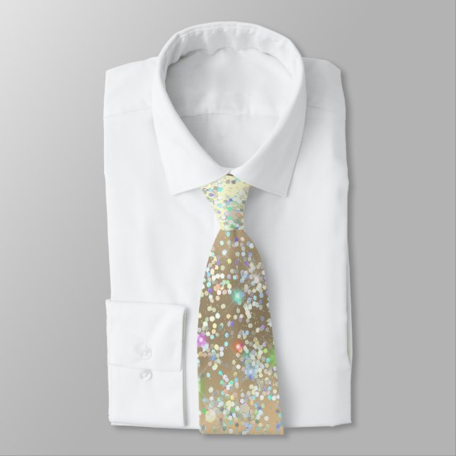 Holographic Glam Glitter Elegant Sparkles Gold Tie (Tied)