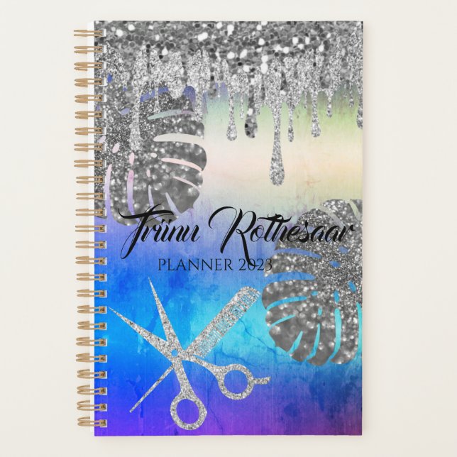 Holographic Glam Glitter Hair Salon Planner (Front)