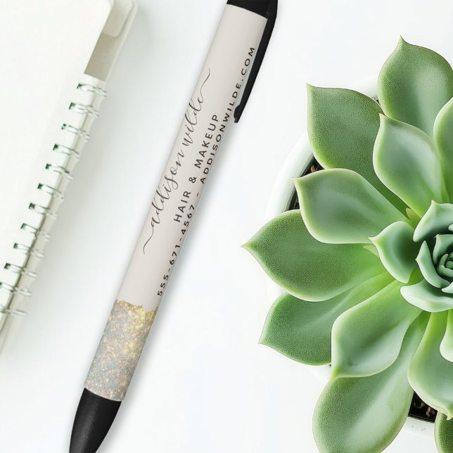 Holographic Glam Glitter Modern Salon Black Ink Pen (Creator Uploaded)