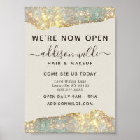 Holographic Glam Glitter Salon Business Opening