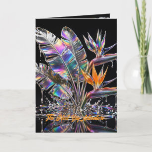 Holographic Glass Bird of Paradise Liquid Metal Ar Card