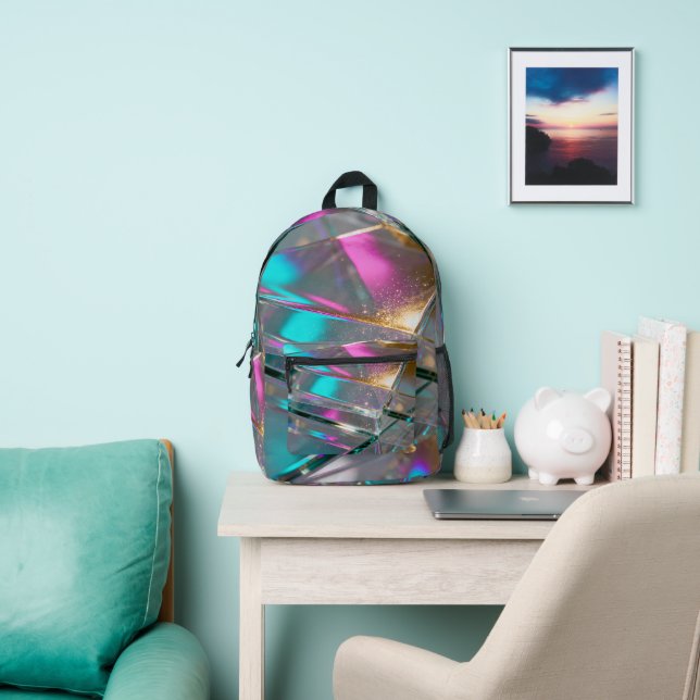 Holographic Glass Rainbow Printed Backpack (Insitu)