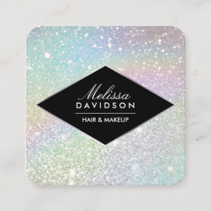 Holographic Glitter and Glamour Beauty Square Business Card