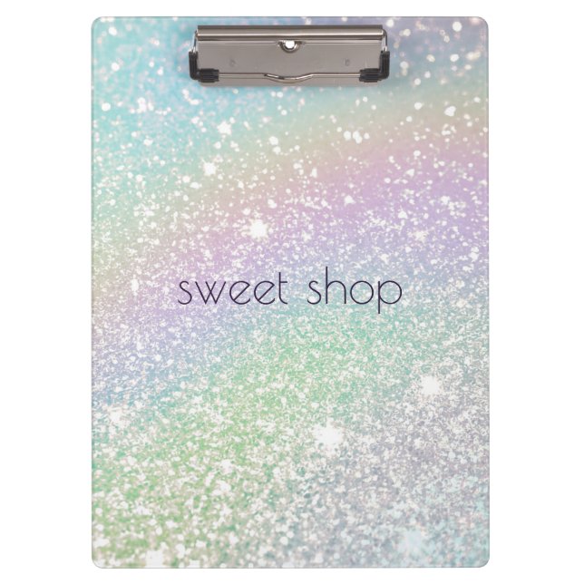 Holographic Glitter Bakery, Sweets Personalised Clipboard (Front)