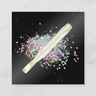 Holographic Glitter BB Glow Square Business Card