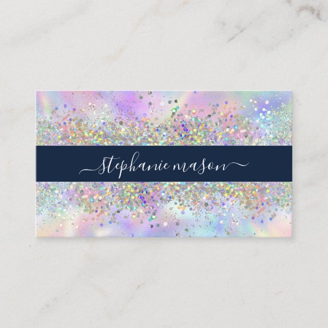 Holographic Glitter Beauty Salon Unique Business Calling Card (Front)