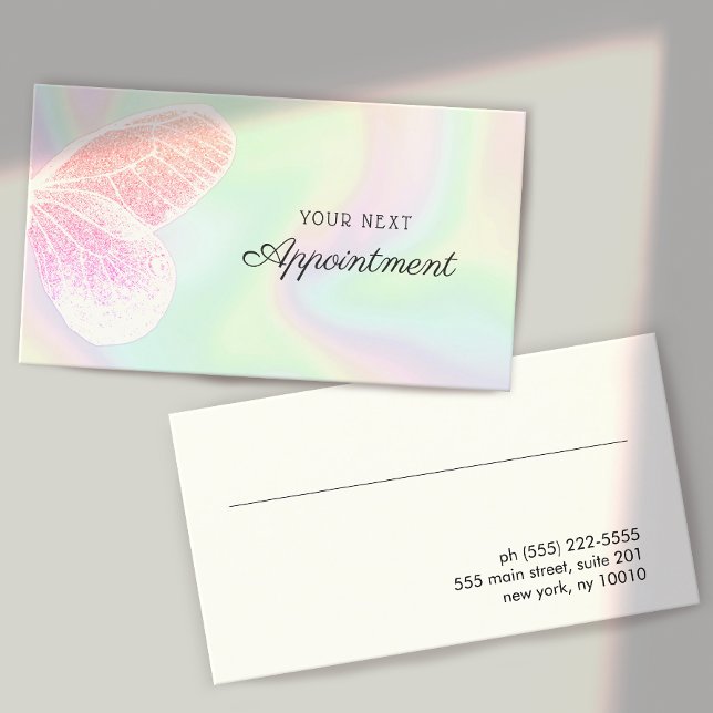 Holographic Glitter Butterfly Salon Appointment Bu Business Card (Creator Uploaded)