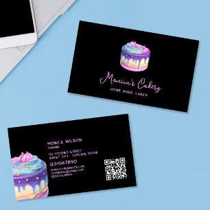 Holographic Glitter Cake Home made Cupcakes QR cod Business Card