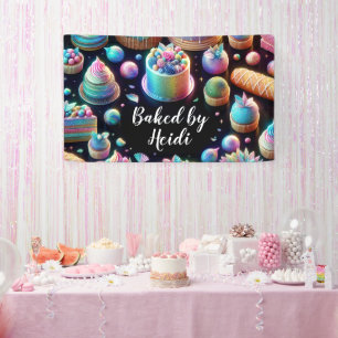 Holographic Glitter Cakes and Sweets Bakery Banner
