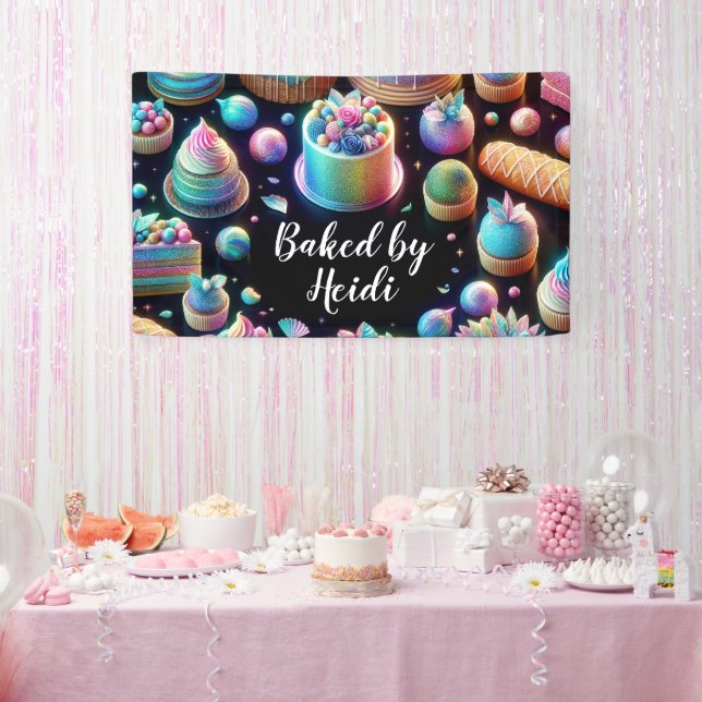 Holographic Glitter Cakes and Sweets Bakery Banner (Party)