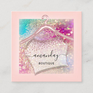 Holographic Glitter Cloth Rose Hanger Fashion Square Business Card