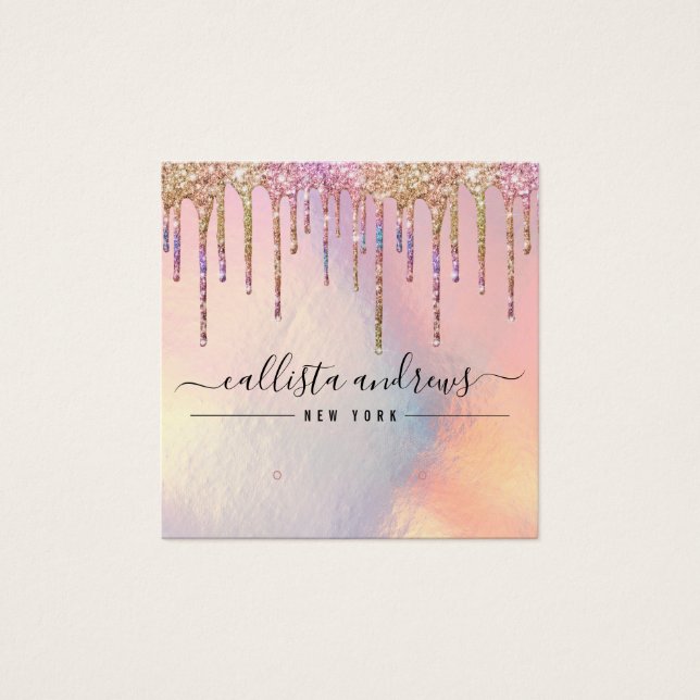 Holographic Glitter Drip Hoop Earring Display Card (Front)