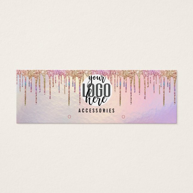 Holographic Glitter Drip Hoop Earring Logo Display (Front)