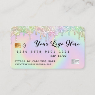 Holographic Glitter Drip VIP Loyalty Credit Style Business Card