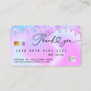 Holographic Glitter Drip VIP Loyalty Credit Style Business Card