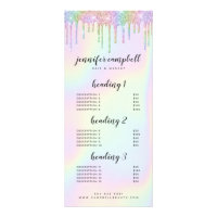 Holographic glitter drips glam salon service menu