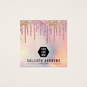 Holographic Glitter Drips Logo Necklace Display