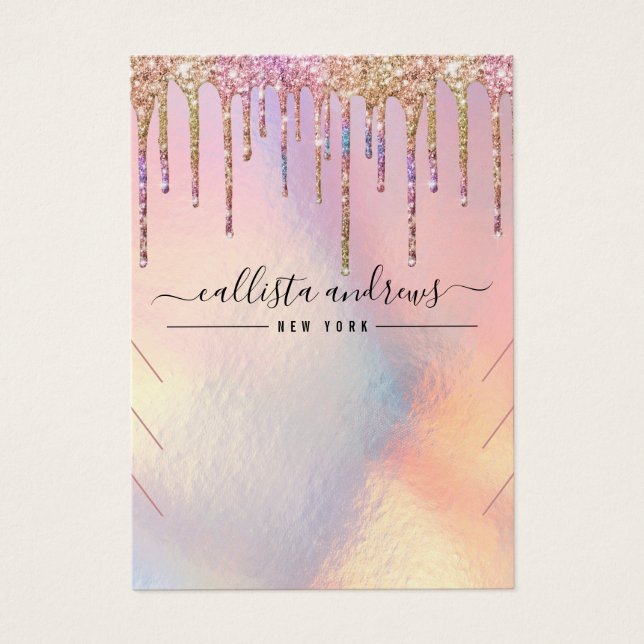 Holographic Glitter Drips Necklace Display Card (Front)
