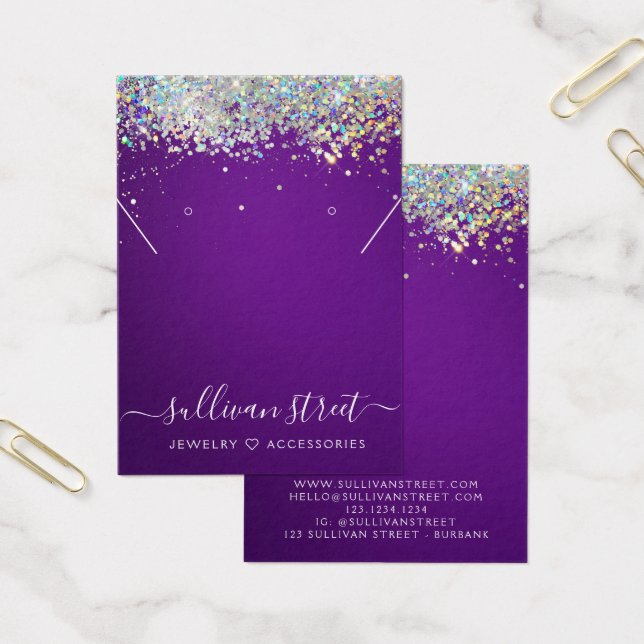 Holographic Glitter Earrings Necklace Display Card (Office)