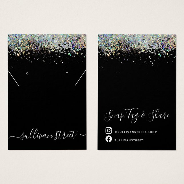 Holographic Glitter Earrings Necklace Display Card (Front & Back)
