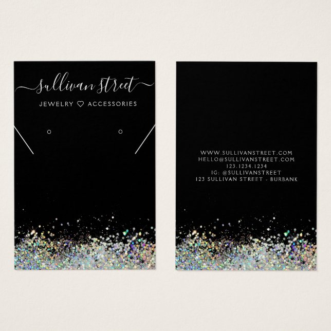 Holographic Glitter Earrings Necklace Display Card (Front & Back)