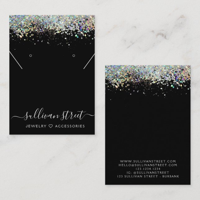 Holographic Glitter Earrings Necklace Display Card (Front/Back)