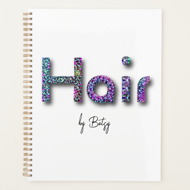 Holographic Glitter Hair Stylist Appointment Book Planner (Front)