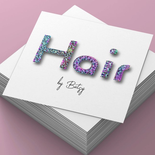 Holographic Glitter Hair Stylist Business Card (Creator Uploaded)