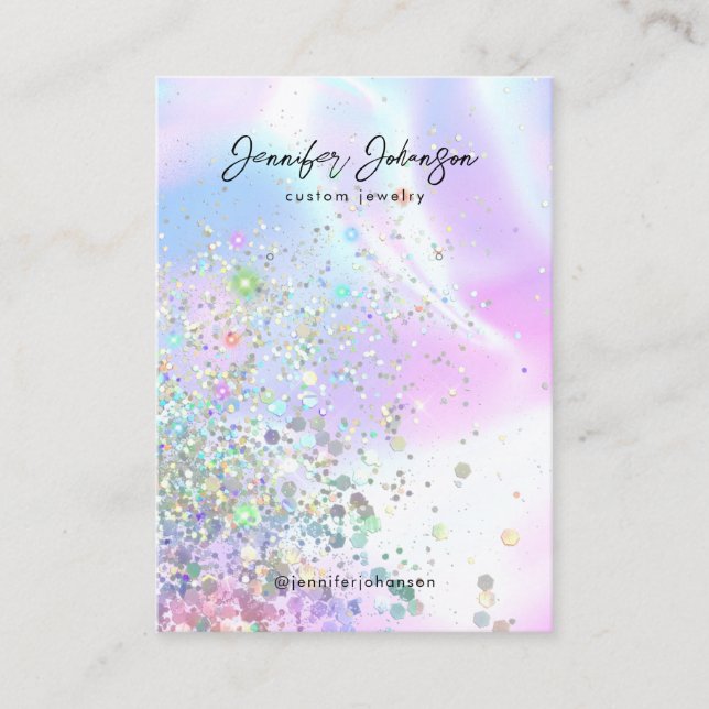 Holographic glitter jewellery holder earrings mode business card (Front)