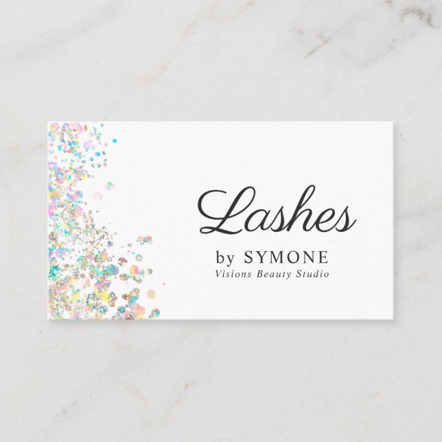 Holographic Glitter Lash Tech Eyelash Salon Business Card (Front)