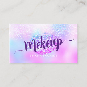 Holographic Glitter Lip Purple Girly Business Card