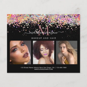 Holographic Glitter Makeup Artist Photo Black Flye Flyer