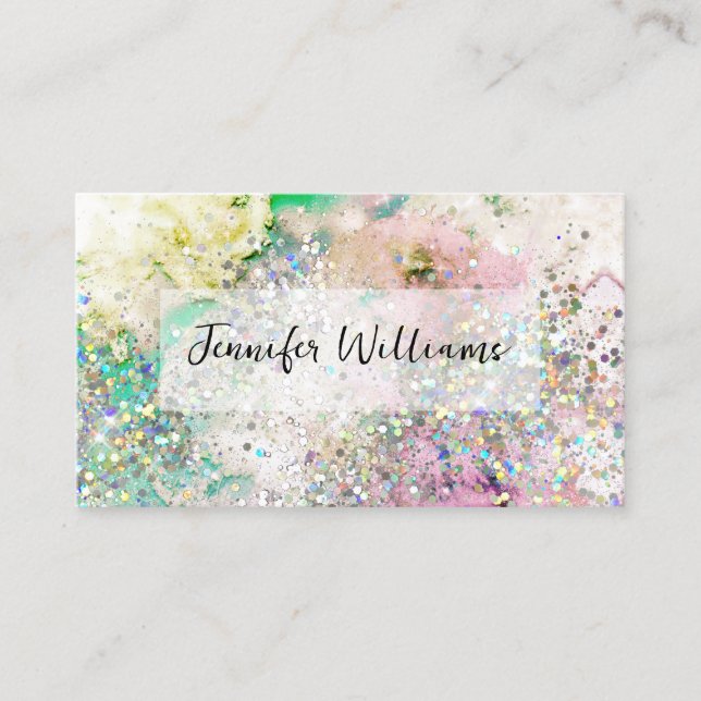 Holographic Glitter Nebula Elegant Beauty Business Card (Front)